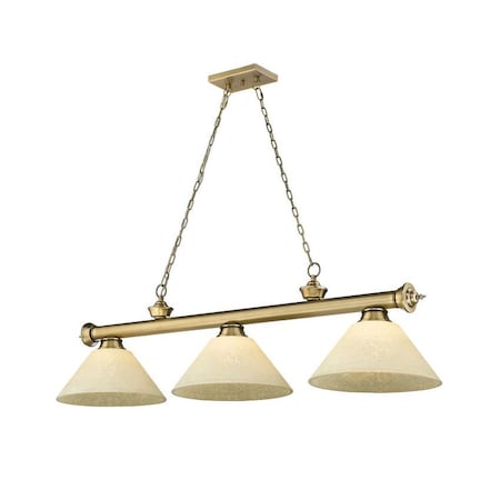 Z-Lite Cordon 3 Light Billiard, Rubbed Brass & Golden Mottle 2306-3RB-AGM14